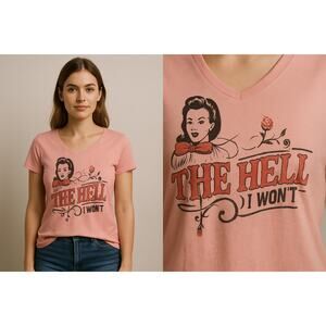 Port & Co. “The Hell I Won’t” Cowgirl Graphic Tee M Western Snarky Humor Gift